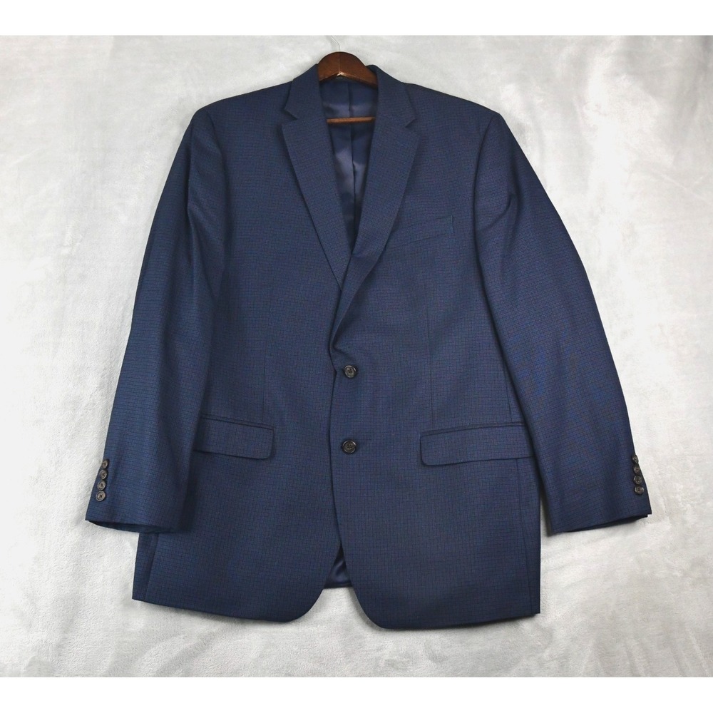 Lauren Ralph Lauren Blazer Men's 44L Dark Blue Check Sport Coat Jacket